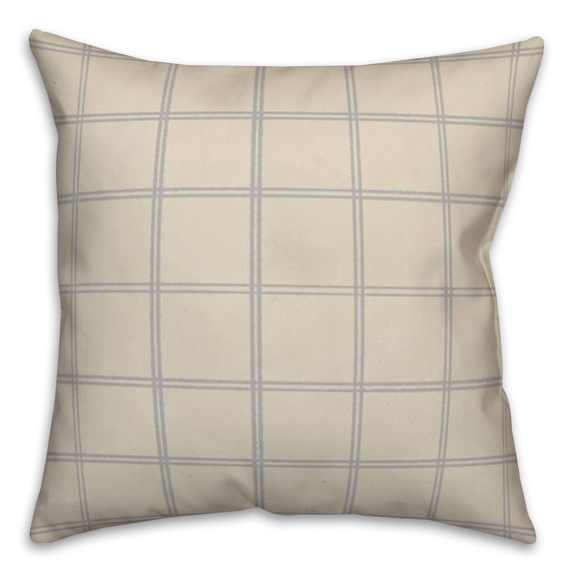 Cream & Gray Check Throw Pillow